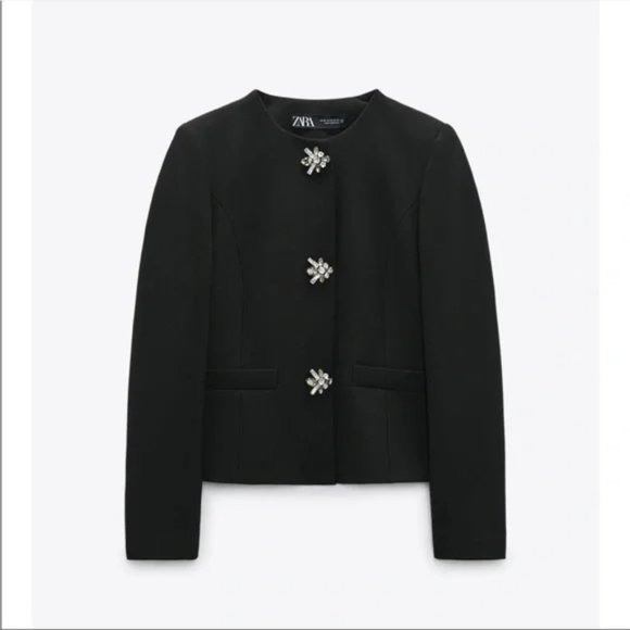NWT Zara JEWEL BUTTON BLAZER size L - Picture 1 of 7
